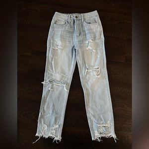 Flying Monkey High-Rise Distressed Straight Leg Jeans